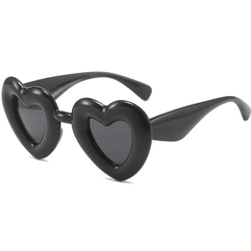 Mode herzförmige Sonnenbrille Frauen Vintage Luxus Candy Farbe Brillen weibliche Party (Schwarz Grau) von FORLUZ