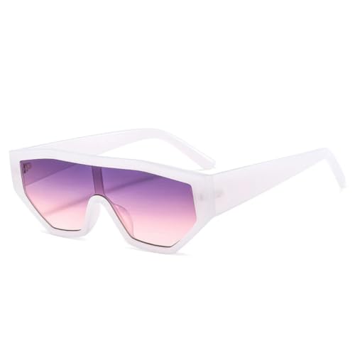 Modische, farbenfrohe, einteilige Cat-Eye-Sonnenbrille für Damen, Retro-Farbverlauf, UV400-Schutz, für Herren (weiß, grau, rosa) von FORLUZ