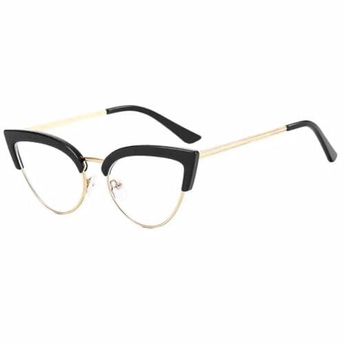 Modische, trendige Cat-Eye-Sonnenbrille für Damen, Retro, grau, dick, Sonnenbrille für Herren, Sonnenbrille, UV400 (schwarz, transparent) von FORLUZ
