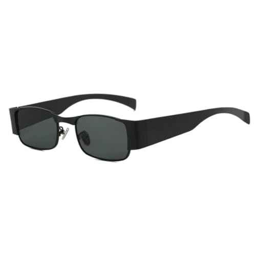 Modische, trendige Sonnenbrille mit kleinem Metallrahmen für Damen, Luxus-Sonnenbrille für Herren, Outdoor-Reisen, Punk-Fahrerbrille, UV400 (Schwarz-Grau) von FORLUZ