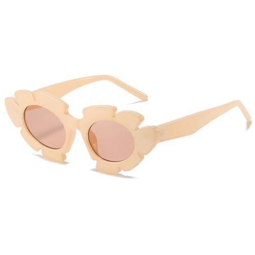 Modische Cat Eye Candy Farben Sonnenbrille Damen Retro Form Brillen Herren Trendy Sonnenbrille UV400 (Champagner) von FORLUZ