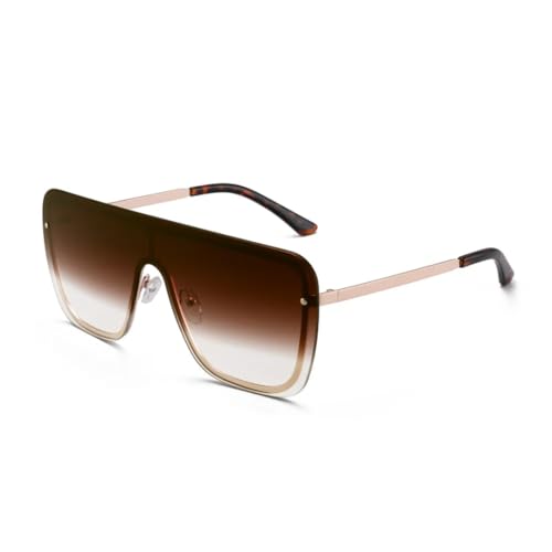 Modische Damen- und Herren-Sonnenbrille im Übergrößen-Stil, Vintage-Sonnenbrille mit UV400-Schutz (C2 Farbverlauf Braun) von FORLUZ