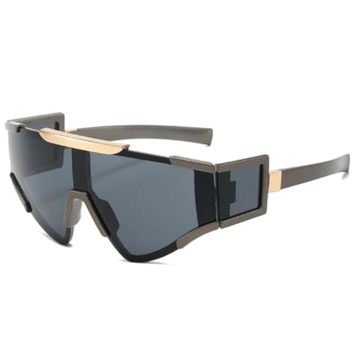 Modische Fahrrad-Sport-Sonnenbrille für Damen und Herren, winddicht, Punk-Sonnenbrille, Schutzbrille, UV400 (grau) von FORLUZ