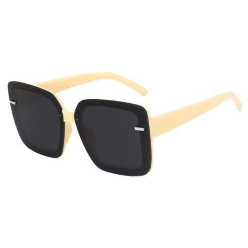 Modische Nieten-Sonnenbrille für Damen und Herren, Brille zum Autofahren, UV400 (Beigegrau) von FORLUZ