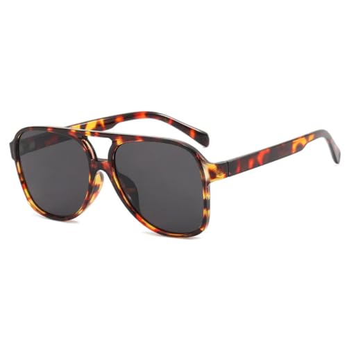 Modische Sonnenbrille für Damen, Retro, für Herren, Blau/Gelb, UV400, Trendy (Bernsteingrau) von FORLUZ