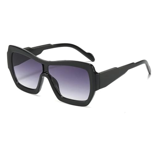 Modische Sonnenbrille mit Farbverlauf, UV400, Retro, zweifarbig, oval, Damen- und Herrenbrillen (schwarz-grau) von FORLUZ