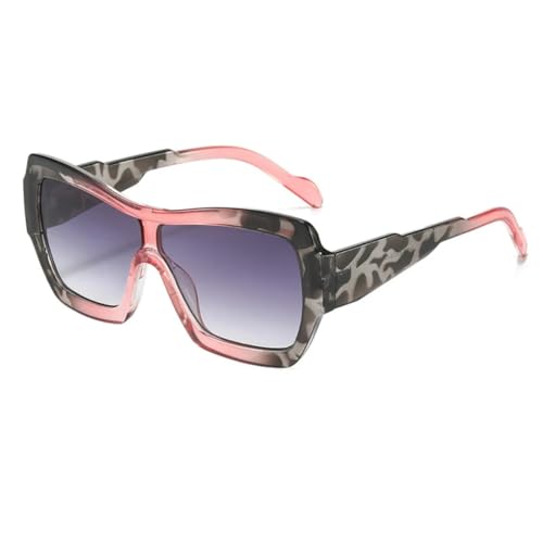 Modische Sonnenbrille mit Farbverlauf, UV400, Retro, zweifarbig, oval, für Damen und Herren (Pink-Grau-Grau) von FORLUZ
