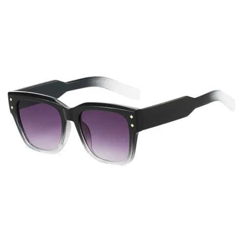 Modische Sonnenbrille mit Farbverlauf für Herren und Damen, großer Rahmen, Retro, UV400 (grau) von FORLUZ