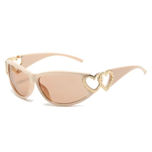 Modische Sonnenbrillen für Damen und Herren, trendige Punk-Sonnenbrille mit Farbverlauf, UV400-Schutz (Champagner-Champagner) von FORLUZ