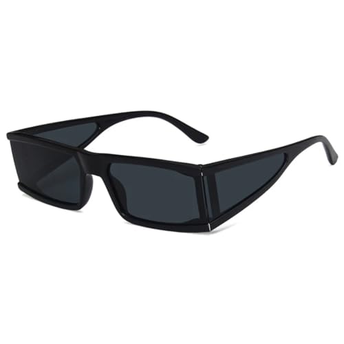 Modische Sonnenbrillen für Herren und Damen, Retro-Sonnenbrille, rechteckig, UV400 (schwarz/grau) von FORLUZ
