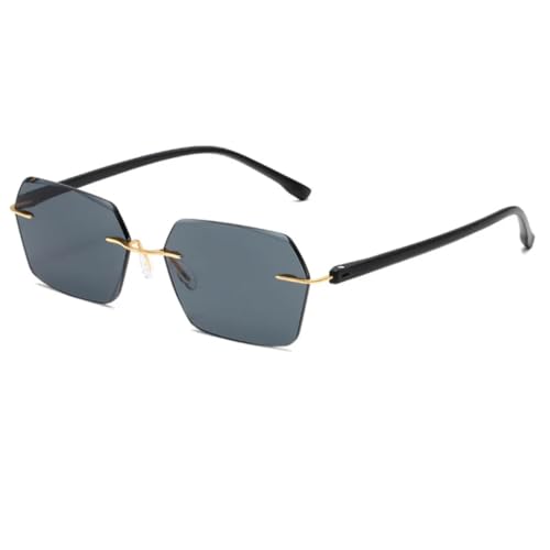 Modische Sonnenbrillen mit UV400-Farblinsen, rahmenlos, trendig, Unisex-Sonnenbrille im Punk-Stil für Damen und Herren (Gold-Schwarz) von FORLUZ