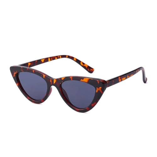 Modische kleine Katzenaugen-Sonnenbrille für Damen, Retro, Leopardenmuster, UV400, für Herren, Blau/Rosa (Leopardengrau) von FORLUZ