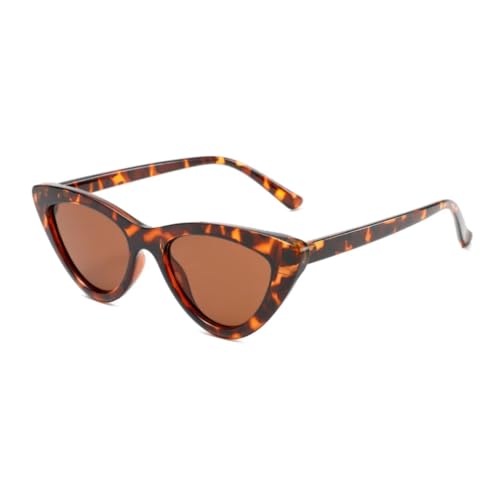 Modische kleine Katzenaugen-Sonnenbrille für Damen, Retro, Leopardenmuster, UV400, für Herren, Blau/Rosa (Leopardentee) von FORLUZ
