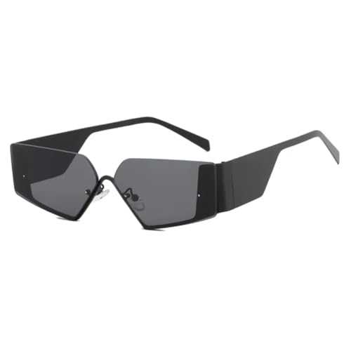 Modische randlose Punk-Sonnenbrille für Männer und Frauen, trendige Vintage-Sonnenbrille, Sommer-Reisebrille, UV400 (Schwarzgrau) von FORLUZ