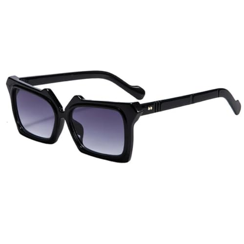 Modische rechteckige Sonnenbrille, UV400, Retro-Brillen für Männer und Frauen, Blau, beliebt (Schwarz-Grau) von FORLUZ