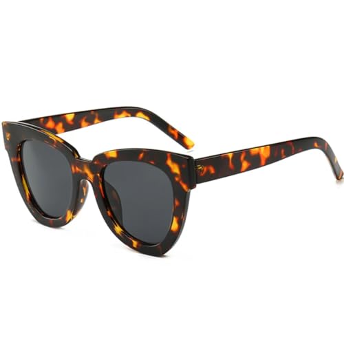 Modische übergroße Cat-Eye-Sonnenbrille für Damen, luxuriös, Vintage, Herrenbrille, UV400 (Leopardengrau) von FORLUZ