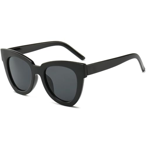 Modische übergroße Cat-Eye-Sonnenbrille für Damen, luxuriös, Vintage, Herrenbrille, UV400 (schwarz/grau) von FORLUZ
