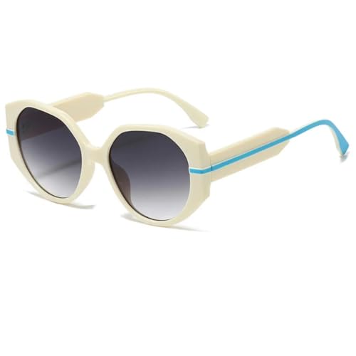 Ovale Sonnenbrille im Retro-Punk-Stil, UV400, Farbverlauf, Unisex-Sonnenbrille für Damen und Herren (Beige-Grau) von FORLUZ