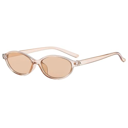 Ovale Sonnenbrille mit kleinem Rahmen für Herren und Damen, Retro-Sonnenbrille, trendige Mode-Sonnenbrille, UV400 (Champagnertee) von FORLUZ