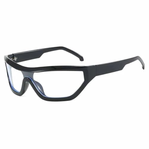 Punk-Sonnenbrille für Herren, modische Brillen, Fahrradbrille, UV400 (schwarz, klar) von FORLUZ