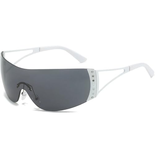 Randlose Punk-Sonnenbrille für Damen und Herren, Luxus-Sonnenbrille, UV400-Schutz, modische Brillen (schwarz/grau) von FORLUZ