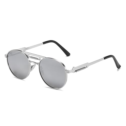 Retro Metall Punk Runde Sonnenbrille Damen Mode Klar Farbverlauf Spiegel Shades Uv400 Männer Trendy Frühling (11) von FORLUZ