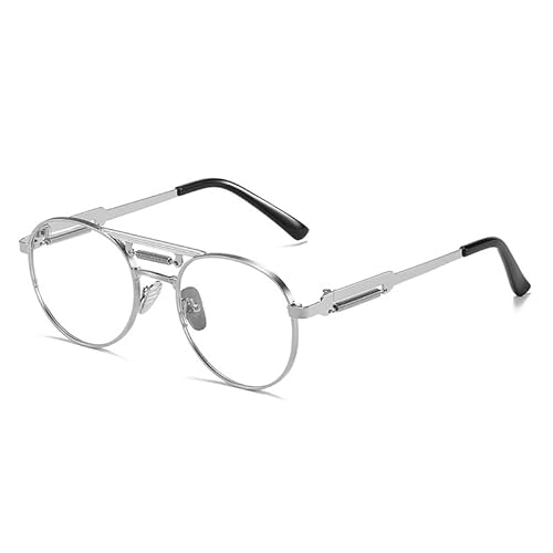 Retro Metall Punk Runde Sonnenbrille Damenmode Klare Farbverlauf Spiegel Shades Uv400 Männer Trendy Frühling (3) von FORLUZ