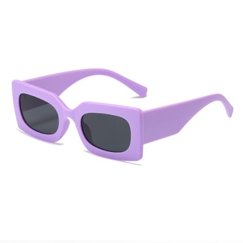Retro Rechteck Jelly Orange Grün Sonnenbrille Damen Mode Farbverlauf Sonnenbrille UV400 Herren (Lila Grau) von FORLUZ