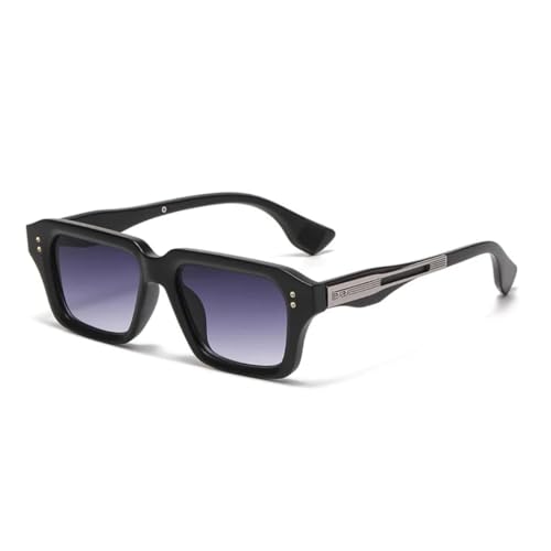 Retro-Sonnenbrille für Damen, modisch, Farbverlauf, UV400, für Herren, trendige Nieten, Punk (schwarz-grau) von FORLUZ
