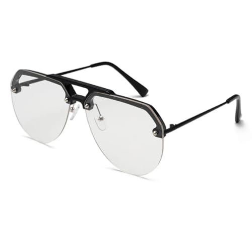 Retro-Sonnenbrille mit Doppelsteg, oval, UV400, modische Brillen, trendige Nieten für Herren und Damen (schwarz) von FORLUZ