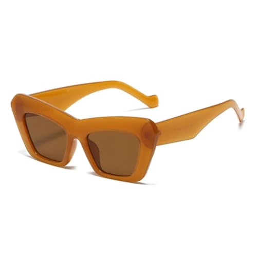 Retro-Sonnenbrille mit Jelly-Rahmen für Damen, Katzenaugen-Sonnenbrille, trendige Übergröße, UV400 (Jelly Tea Tea) von FORLUZ