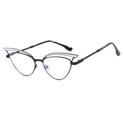 Retro-Sonnenbrille mit ausgehöhlten Cat-Eye-Design, für Damen, Trends, Luxus-Sonnenbrille, Herren, Sonnenbrille, UV400 (schwarz, transparent) von FORLUZ