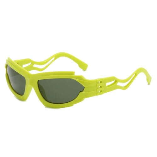 Steampunk-Sonnenbrille, modischer großer Rahmen, UV400-Schutz, unregelmäßiger Punk-Einteiler für Männer und Frauen (Grün Grün) von FORLUZ