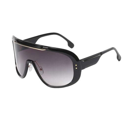 Steampunk Übergroße Retro-Sonnenbrille für Herren und Damen, modische Sonnenbrille, UV400, Vintage-Brille (C4 Schwarzgrau) von FORLUZ