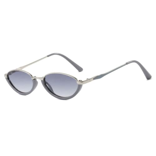 Trendy Luxus Kleine Cat Eye Sonnenbrille Damen Herren Metallrahmen Sonnenbrille Herren Retro Driving Shades Reisebrille UV400 (Grau Farbverlauf Grau) von FORLUZ