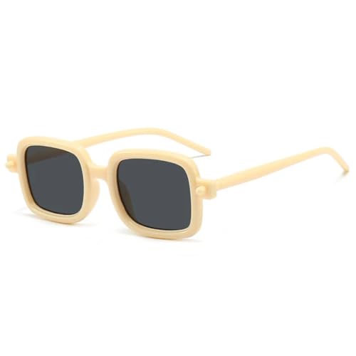 Trendy Punk Sonnenbrille Damen Vintage Luxus Sonnenbrille Herren Shades Weiblich Fahren Reisebrille UV400 (Beige Grau) von FORLUZ