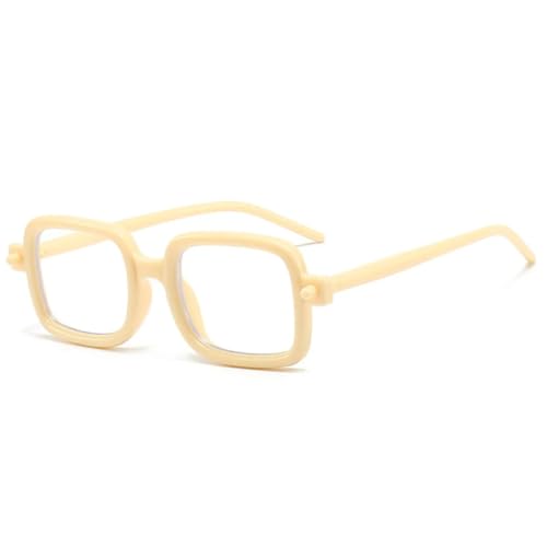 Trendy Punk Sonnenbrille Damen Vintage Luxus Sonnenbrille Herren Shades Weiblich Fahren Reisebrille UV400 (Beige Klar) von FORLUZ