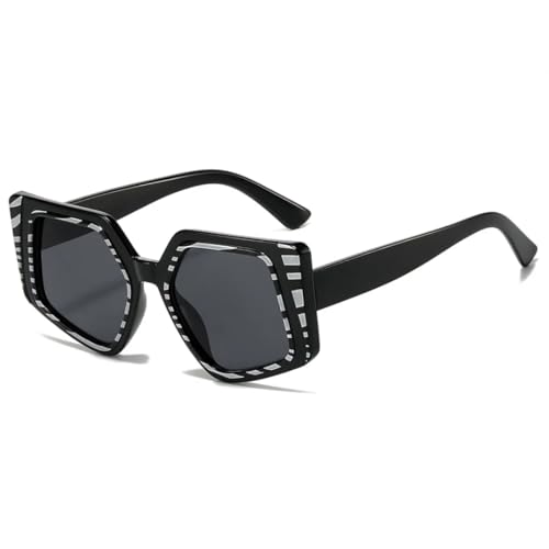 Übergroße Sonnenbrille Damen Cat Eye Vintage Grüne Farbtöne UV400 Herren Luxus Männlich (schwarz) von FORLUZ