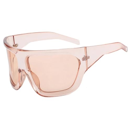 Übergroße Sonnenbrille für Damen, einfache UV400-Brille, modische Retro-Brille, Punk (Champagnertee) von FORLUZ