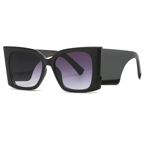 Übergroße Sonnenbrille für Herren und Damen, modisch, Farbverlauf, Sonnenbrille, Outdoor-Schutzbrille, UV400 (Schwarz-Grau) von FORLUZ