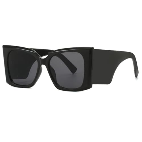 Übergroße Sonnenbrille für Herren und Damen, modisch, Farbverlauf, Sonnenbrille, Outdoor-Schutzbrille, UV400 (Schwarz-Schwarz) von FORLUZ