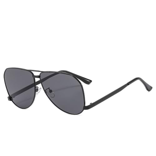 Übergroße ovale Punk-Sonnenbrille für Damen, großer Luxus-Metallrahmen, UV400 (C2SchwarzGrau) von FORLUZ