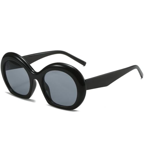 Übergroße ovale Sonnenbrille für Damen und Herren, dicker Rahmen, Sonnenbrille, Retro-Brille (schwarz/grau) von FORLUZ