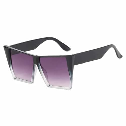 UV400 Beliebte Vintage-Luxus-Sonnenbrillen für Damen und Herren, großer Rahmen, winddichte Sonnenbrille (Schwarz, Farbverlauf, Grau) von FORLUZ