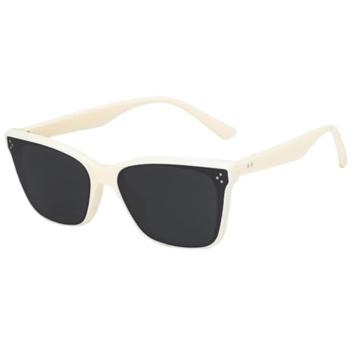 Vintage Cat Eye Damen Sonnenbrille Herren Sonnenbrille Outdoor Angeln Fahren Reisebrille UV400 (Beige Grau) von FORLUZ