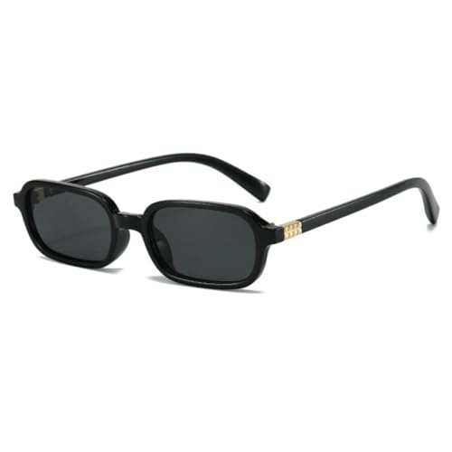 Vintage Kleine Rahmen Luxus Sonnenbrille Frauen Trendy Sonnenbrille Männer Punk Hip Hop Pink Shades Uv400 (Schwarz-Schwarz) von FORLUZ