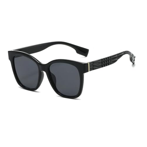 Vintage Luxus-Sonnenbrille Damen für Herren Trendy Punk Big Frame Classic UV400 (Schwarz-Schwarz) von FORLUZ