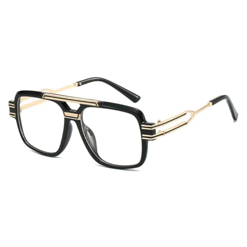 Vintage Metall Sonnenbrille Damen für Herren Punk Luxus Beliebte Big Frame Brillen UV400 (Schwarz) von FORLUZ