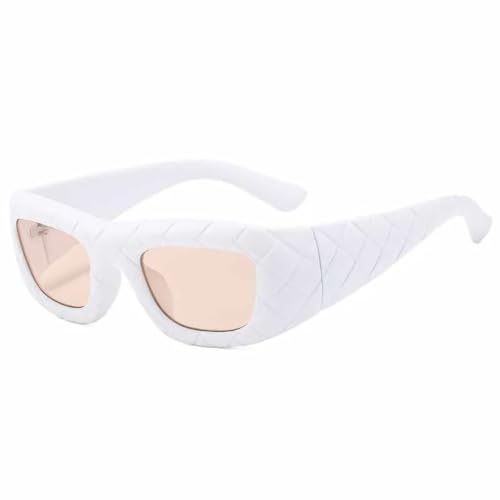 Vintage Punk Damen Sonnenbrille Trendy Fashion Herren Sonnenbrille Fahren Reisebrille Shades UV400 (Weiß Champagner) von FORLUZ