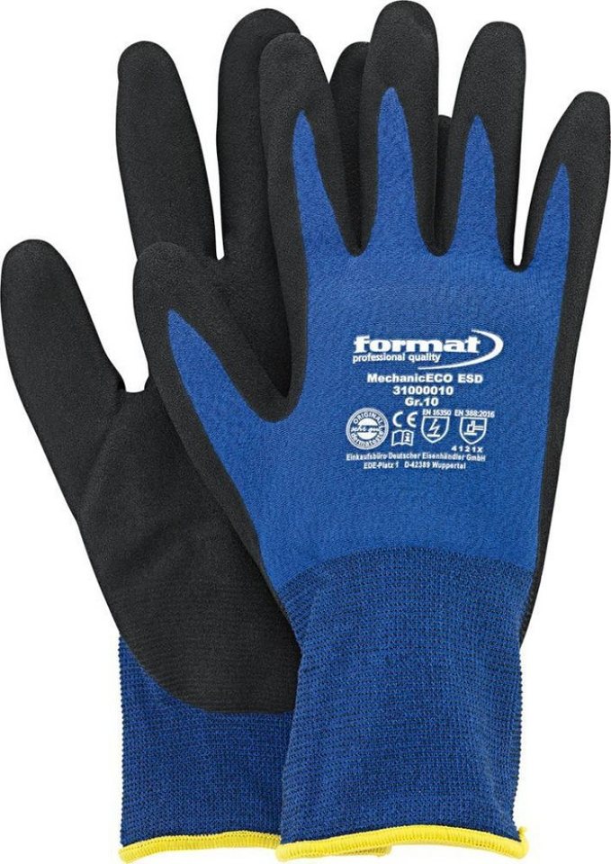 FORMAT Arbeitshandschuhe 10 Paar FORMAT Montagehandschuh MechanicEco blau Gr.7 Arbeitshandschuh 0 von FORMAT